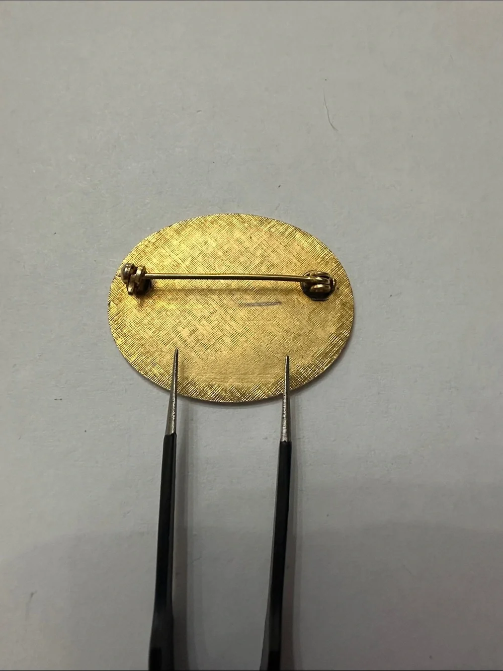 Engraved Monogram 'K' Gold Tone Oval Signet Brooch